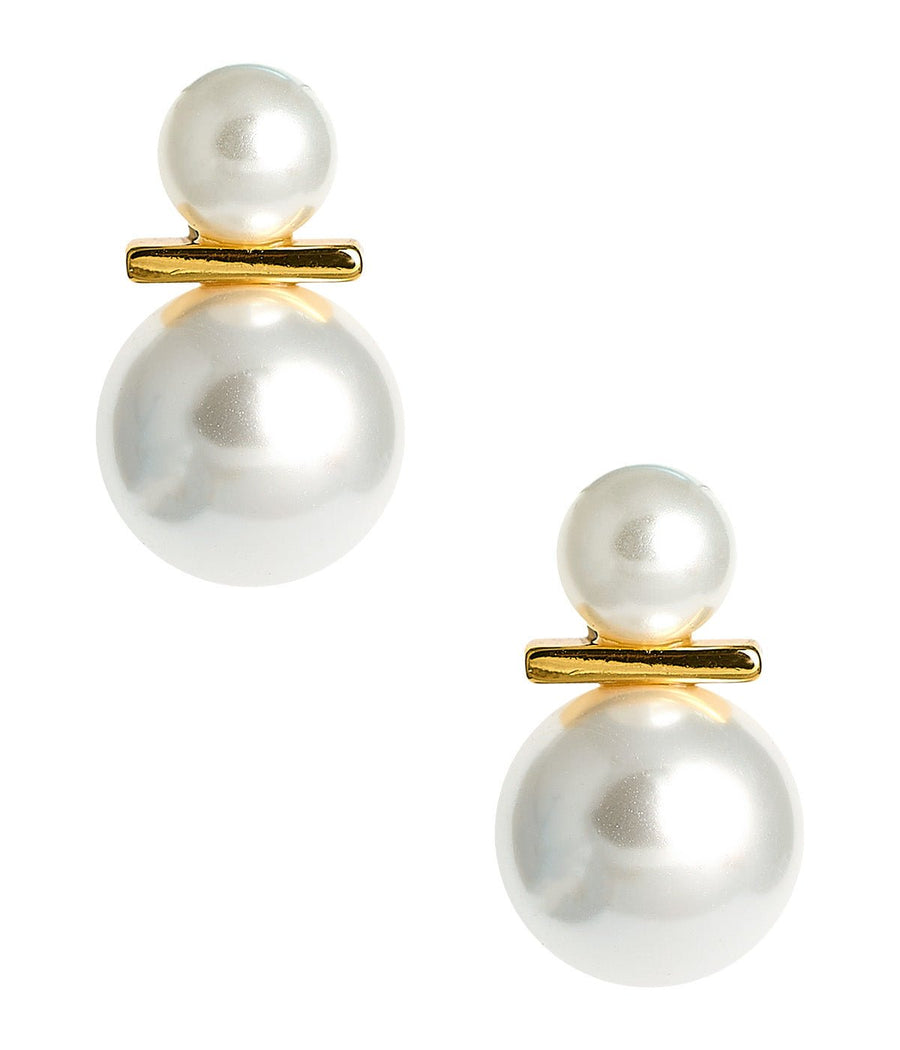 James Stud Earrings - Pearl- 18k Gold Plated - Kristin Kennedy Collection - Glamourous Grace