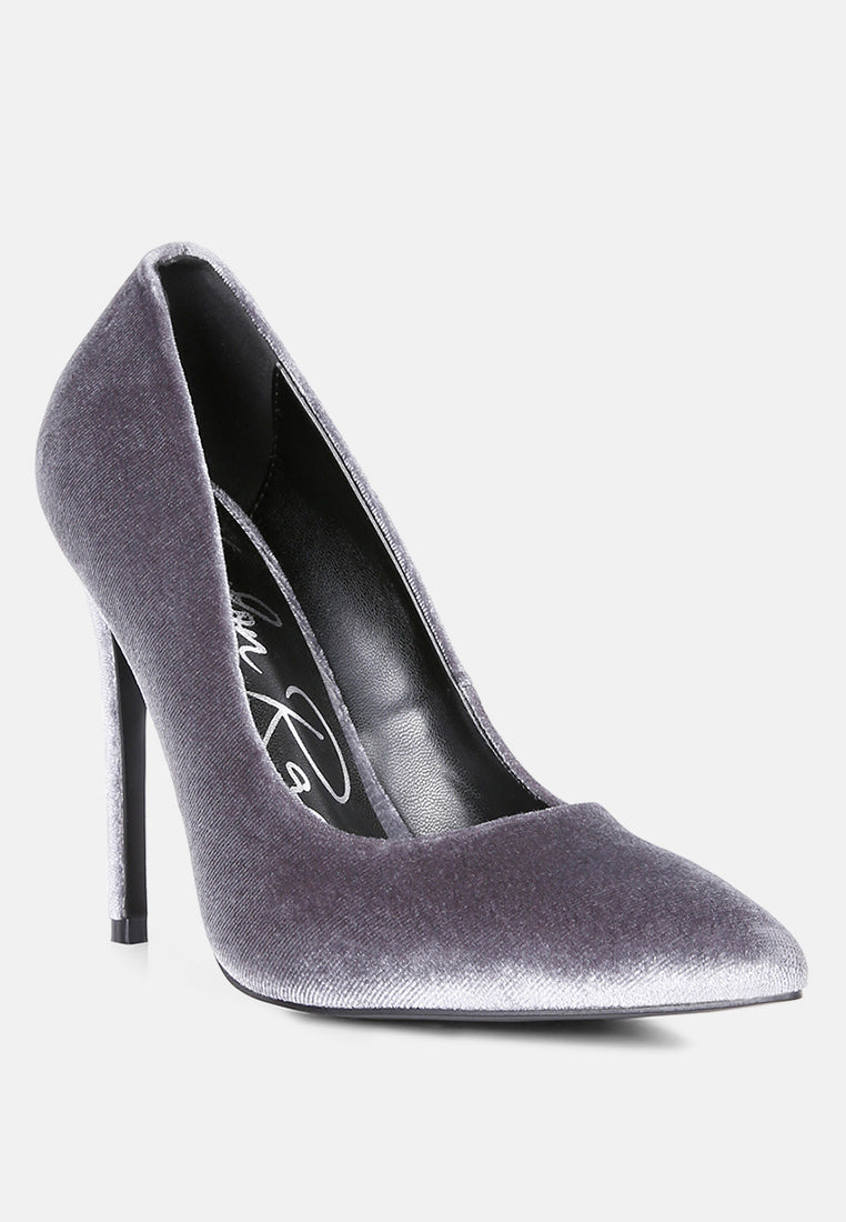 Janessa Velvet Stiletto Heel Pumps - Glamourous Grace