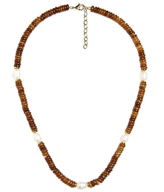Jenny - Quartz Beaded Necklace with freshwater Pearl - Glamourous Grace