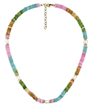 Jenny - Quartz Beaded Necklace with freshwater Pearl - Glamourous Grace