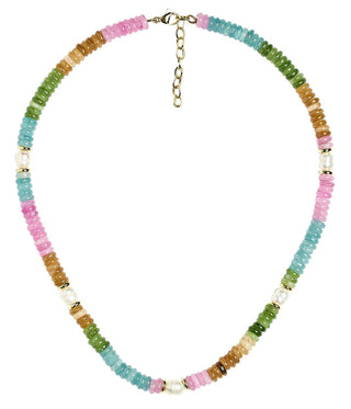 Jenny - Quartz Beaded Necklace with freshwater Pearl - Glamourous Grace