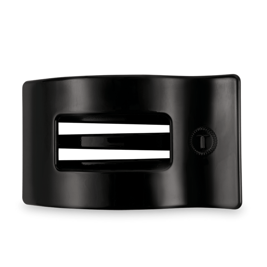 Jet Black Large Flat Rectangle Hair Clip - Glamourous Grace