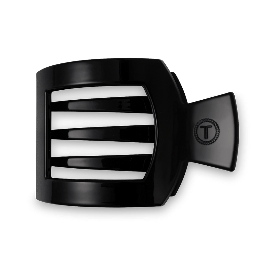 Jet Black Large Flat Square Hair Clip - Glamourous Grace