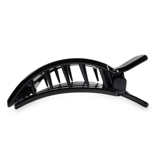 Jet Black Large Flat Square Hair Clip - Glamourous Grace