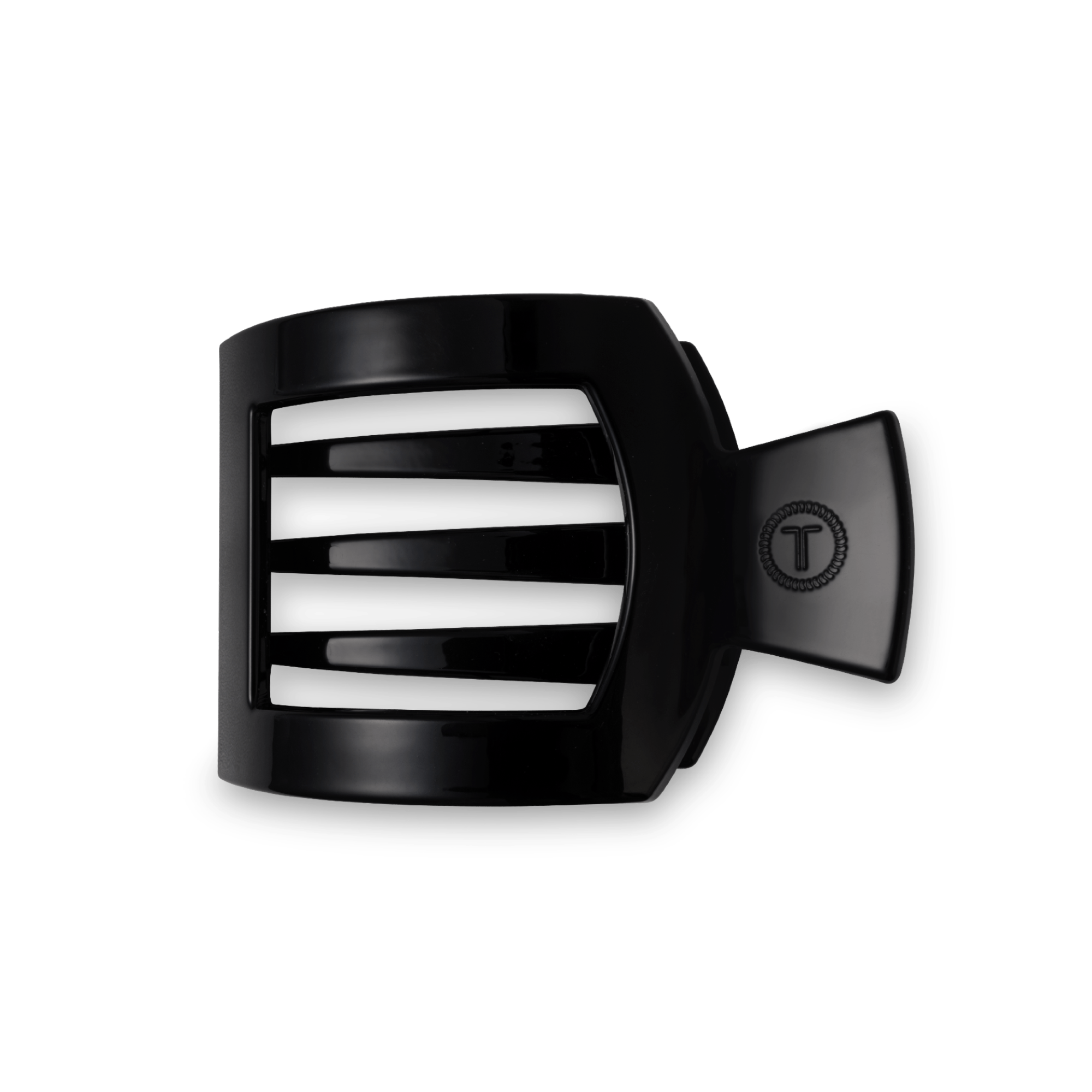 Jet Black Medium Flat Square Hair Clip - Glamourous Grace
