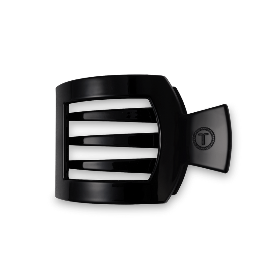 Jet Black Medium Flat Square Hair Clip - Glamourous Grace