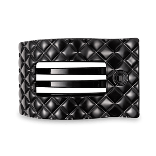 Jet Black Quilted Large Flat Rectangle Hair Clip - Glamourous Grace