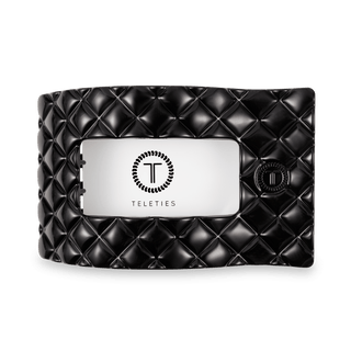 Jet Black Quilted Large Flat Rectangle Hair Clip - Glamourous Grace