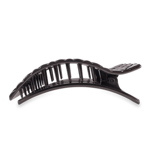 Jet Black Quilted Large Flat Rectangle Hair Clip - Glamourous Grace