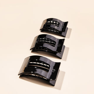 Jet Black Small Flat Rectangle Hair Clip - Glamourous Grace
