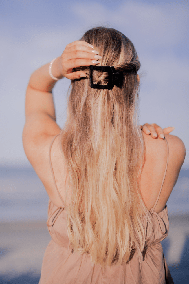 Jet Black Small Flat Square Hair Clip - Glamourous Grace