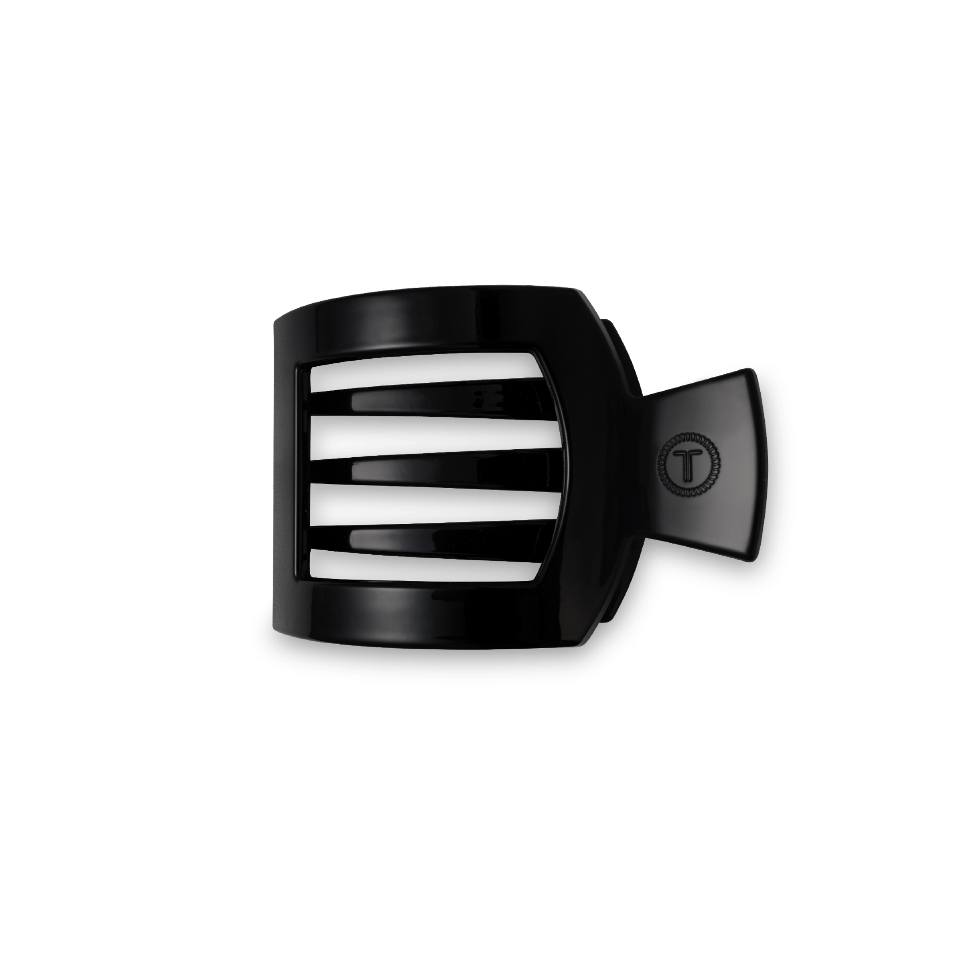 Jet Black Small Flat Square Hair Clip - Glamourous Grace