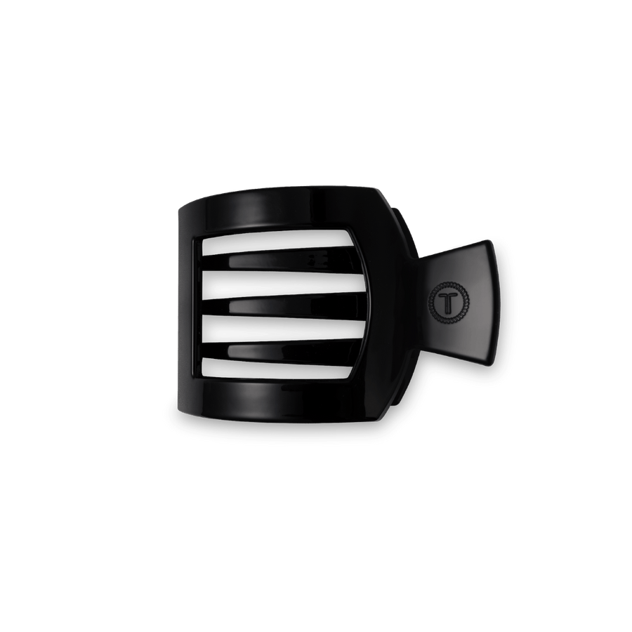 Jet Black Small Flat Square Hair Clip - Glamourous Grace