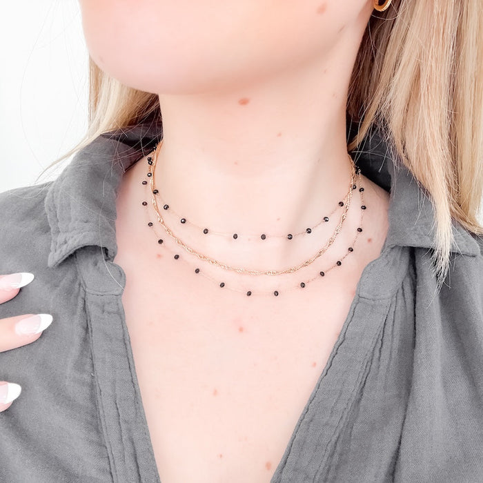 Multi Layered Beaded Chain Necklace - Glamourous Grace