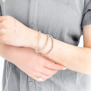 Metallic Glass Bead Stretch Bracelet