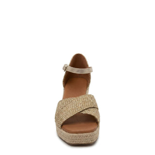 Jimena Mid Double Band Gold-Linen - Glamourous Grace