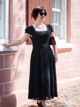 Black Elegant Midi Dress, Rina