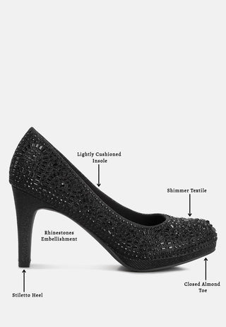Jolly Exquisite Rhinestone-Embellished Stiletto Pumps - Glamourous Grace