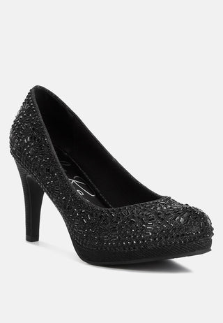 Jolly Exquisite Rhinestone-Embellished Stiletto Pumps - Glamourous Grace