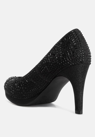 Jolly Exquisite Rhinestone-Embellished Stiletto Pumps - Glamourous Grace