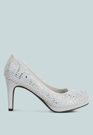 Jolly Exquisite Rhinestone-Embellished Stiletto Pumps