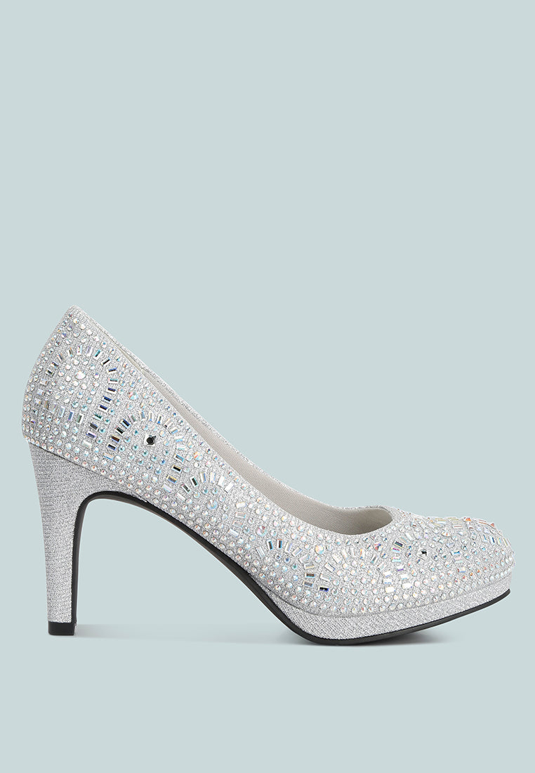 Jolly Exquisite Rhinestone-Embellished Stiletto Pumps - Glamourous Grace