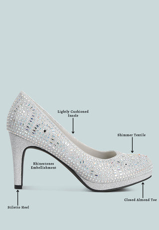 Jolly Exquisite Rhinestone-Embellished Stiletto Pumps - Glamourous Grace