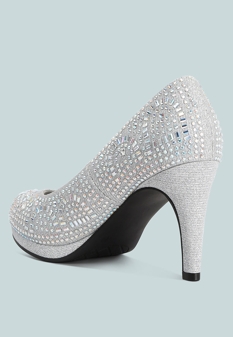 Jolly Exquisite Rhinestone-Embellished Stiletto Pumps - Glamourous Grace