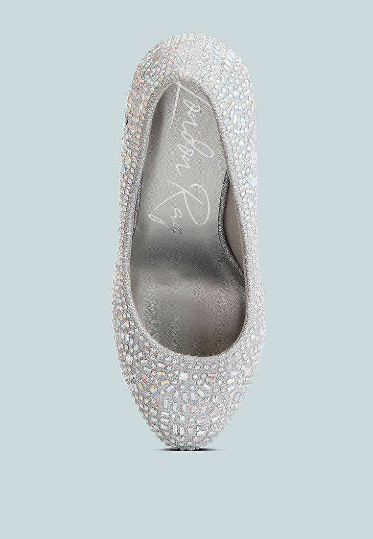 Jolly Exquisite Rhinestone-Embellished Stiletto Pumps - Glamourous Grace