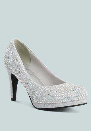 Jolly Exquisite Rhinestone-Embellished Stiletto Pumps - Glamourous Grace