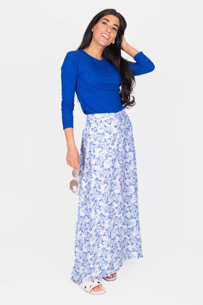 Josephine Skirt (Blue/White) - Glamourous Grace