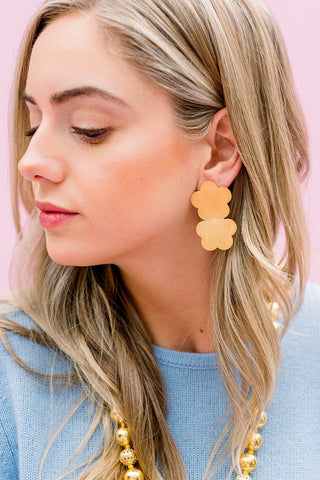 Josie Brushed Floral Earrings - 18k Gold Plated - Glamourous Grace