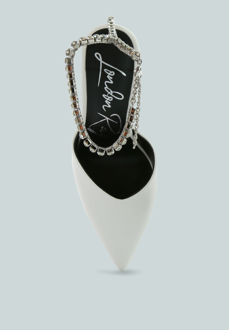 Joyce Diamante Embellished Stiletto Mule Sandals - Glamourous Grace