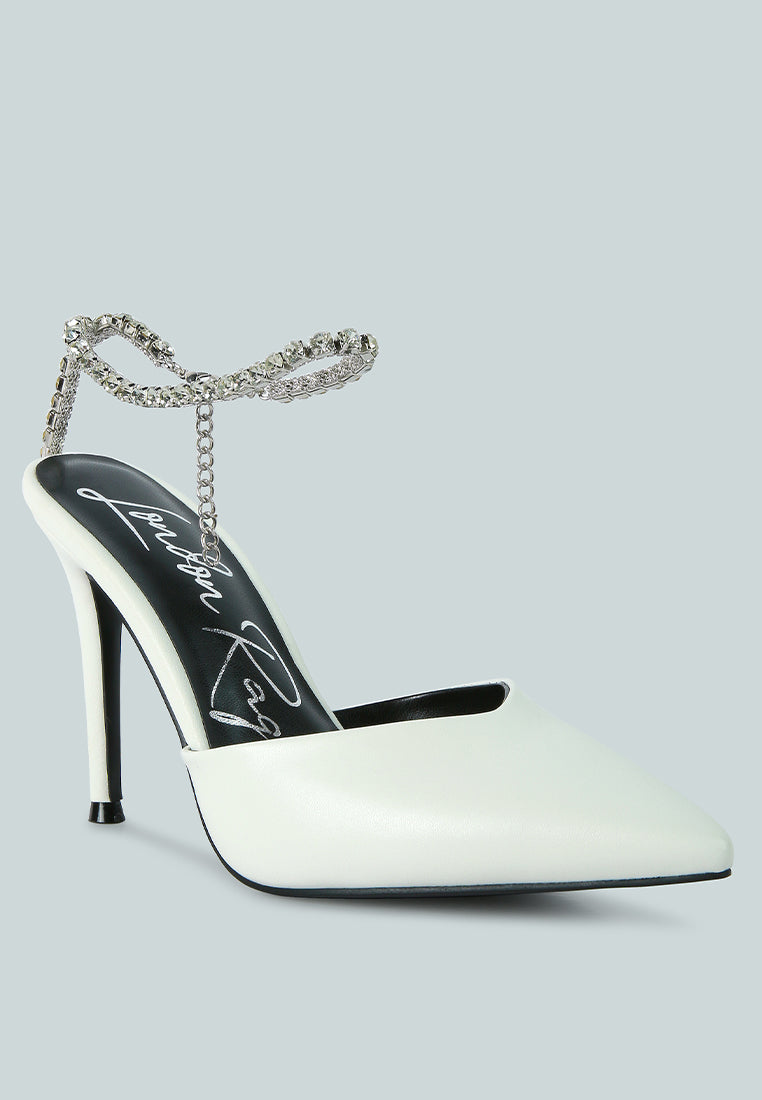 Joyce Diamante Embellished Stiletto Mule Sandals - Glamourous Grace