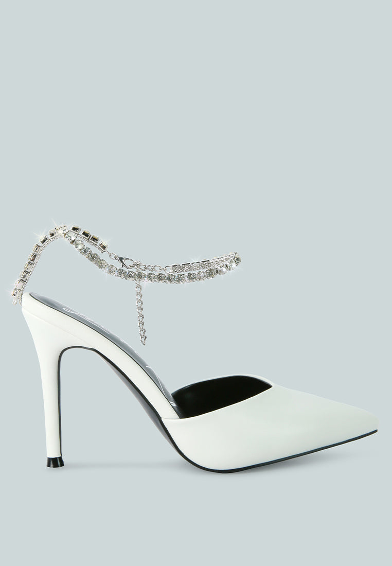 Joyce Diamante Embellished Stiletto Mule Sandals - Glamourous Grace
