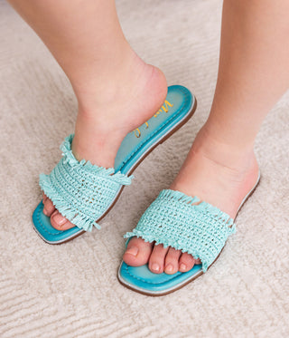 Juana Woven Sandals in Aqua Blue - Glamourous Grace