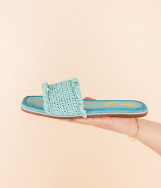 Juana Woven Sandals in Aqua Blue - Glamourous Grace