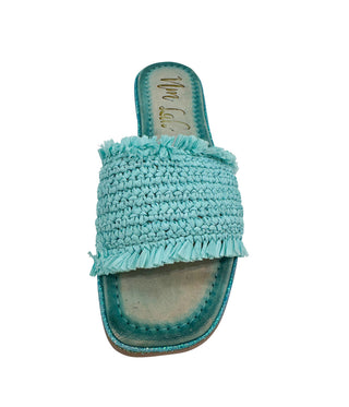 Juana Woven Sandals in Aqua Blue - Glamourous Grace