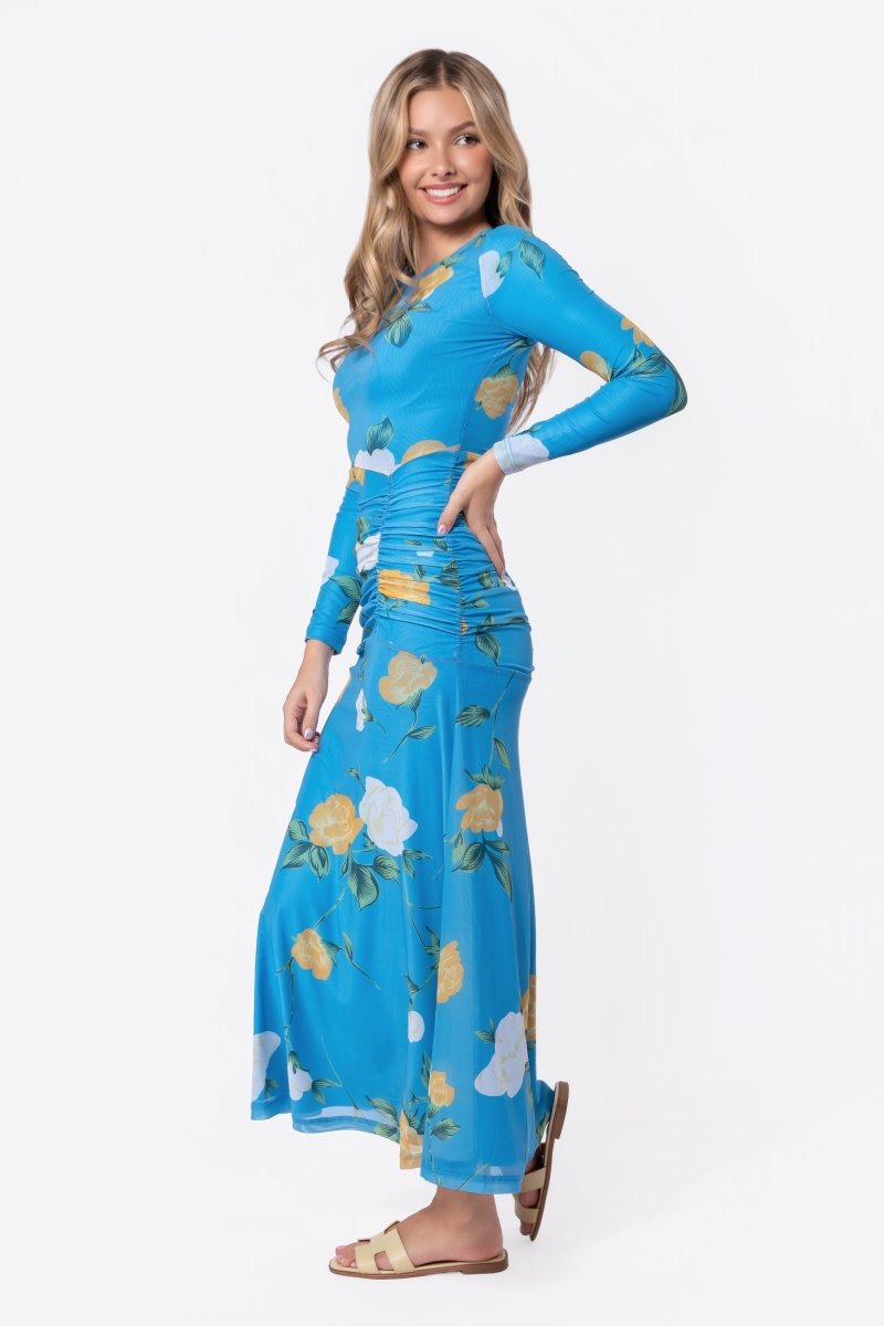 Juliana Dress (Blue Flower) - Glamourous Grace