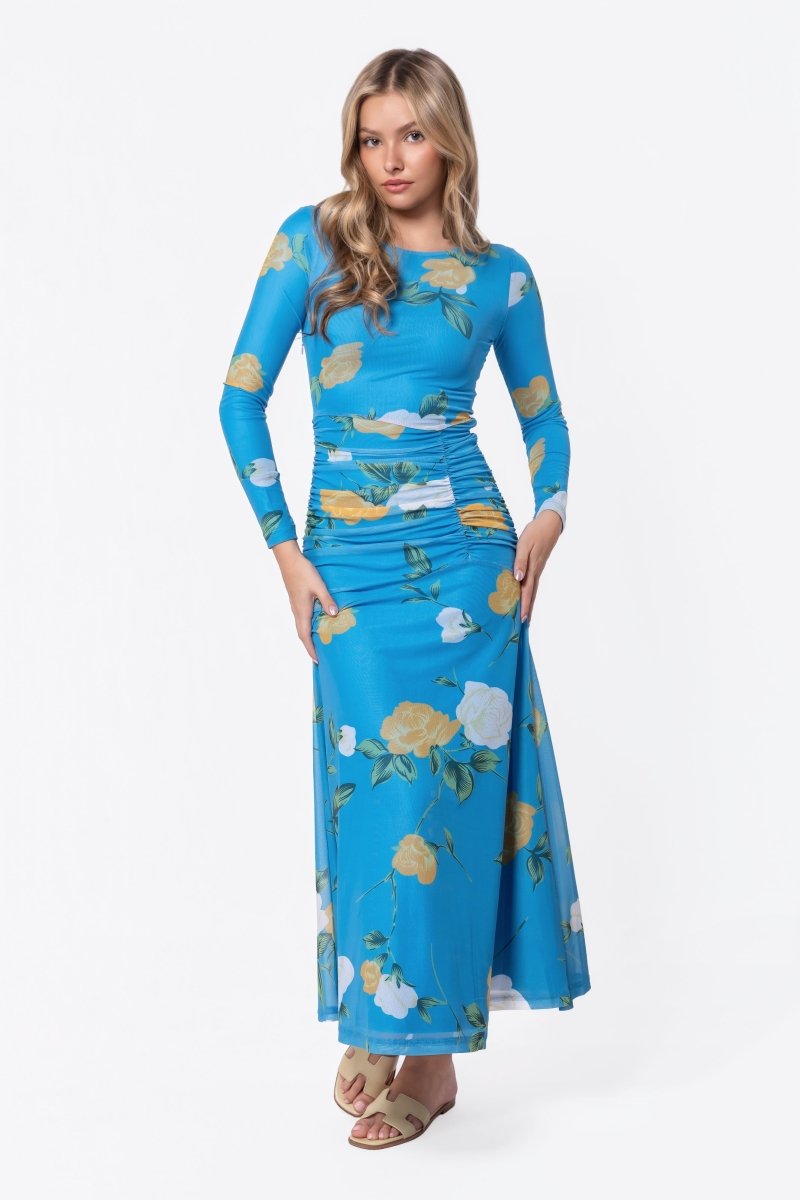 Juliana Dress (Blue Flower) - Glamourous Grace