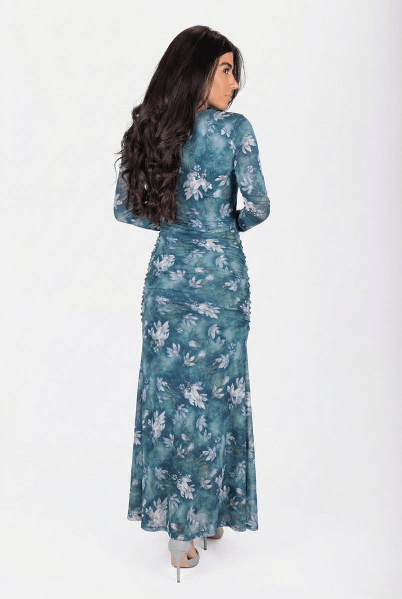 Juliana Dress (Teal Flower) - Glamourous Grace