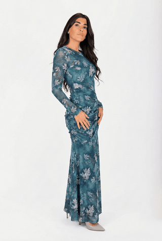 Juliana Dress (Teal Flower)