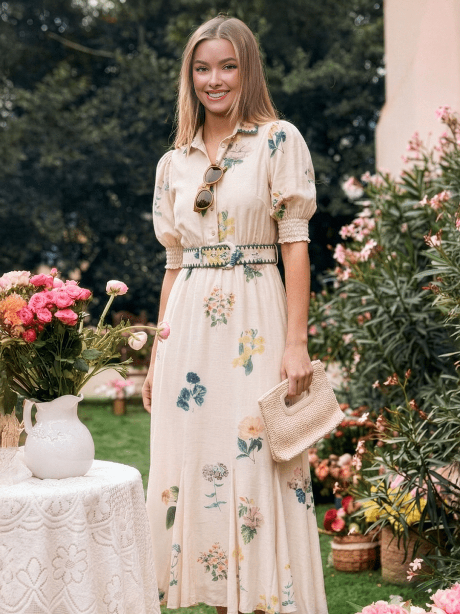 Karen Dress (White Flower) - Glamourous Grace