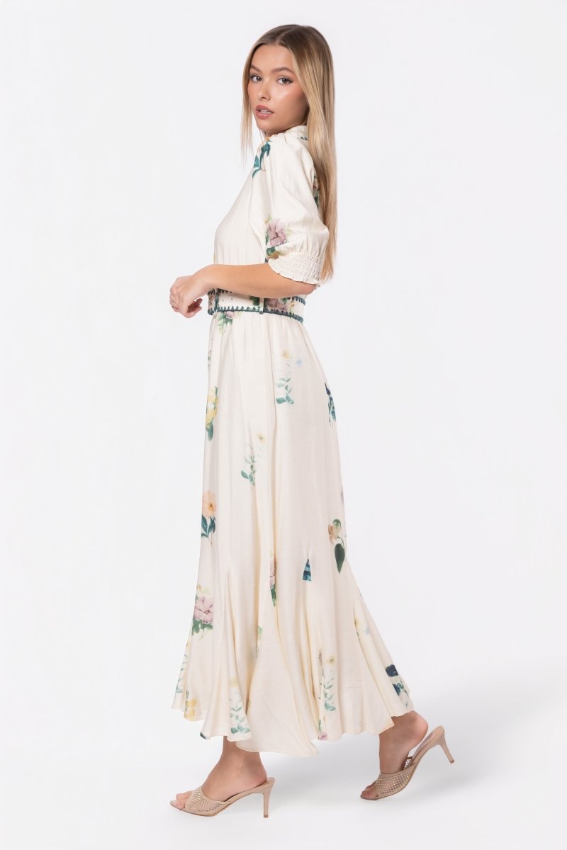 Karen Dress (White Flower) - Glamourous Grace