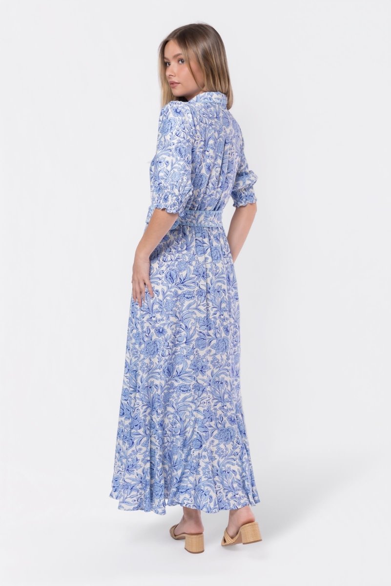 Karen Dress (White/Blue) - Glamourous Grace