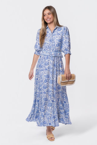 Karen Dress (White/Blue)