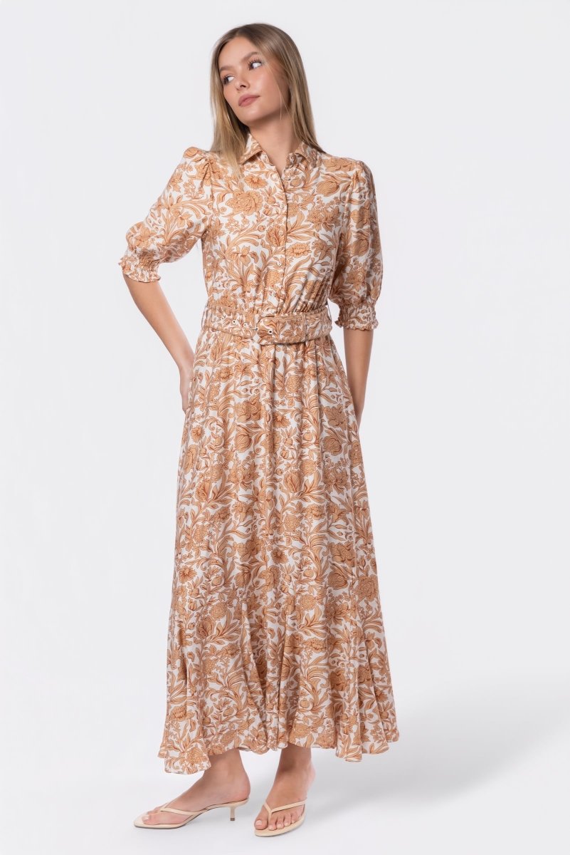 Karen Dress (White/Khaki) - Glamourous Grace