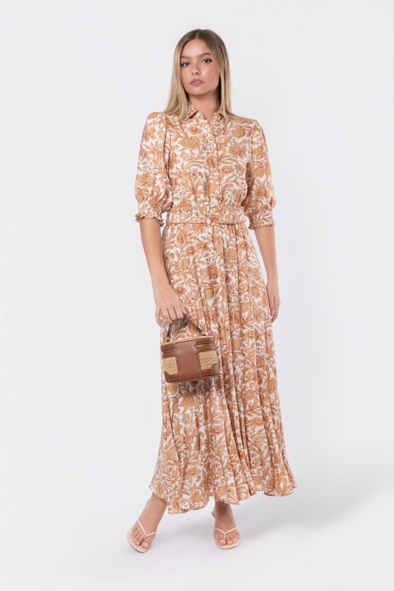 Karen Dress (White/Khaki) - Glamourous Grace