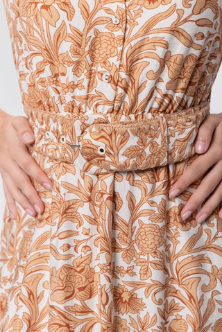 Karen Dress (White/Khaki)