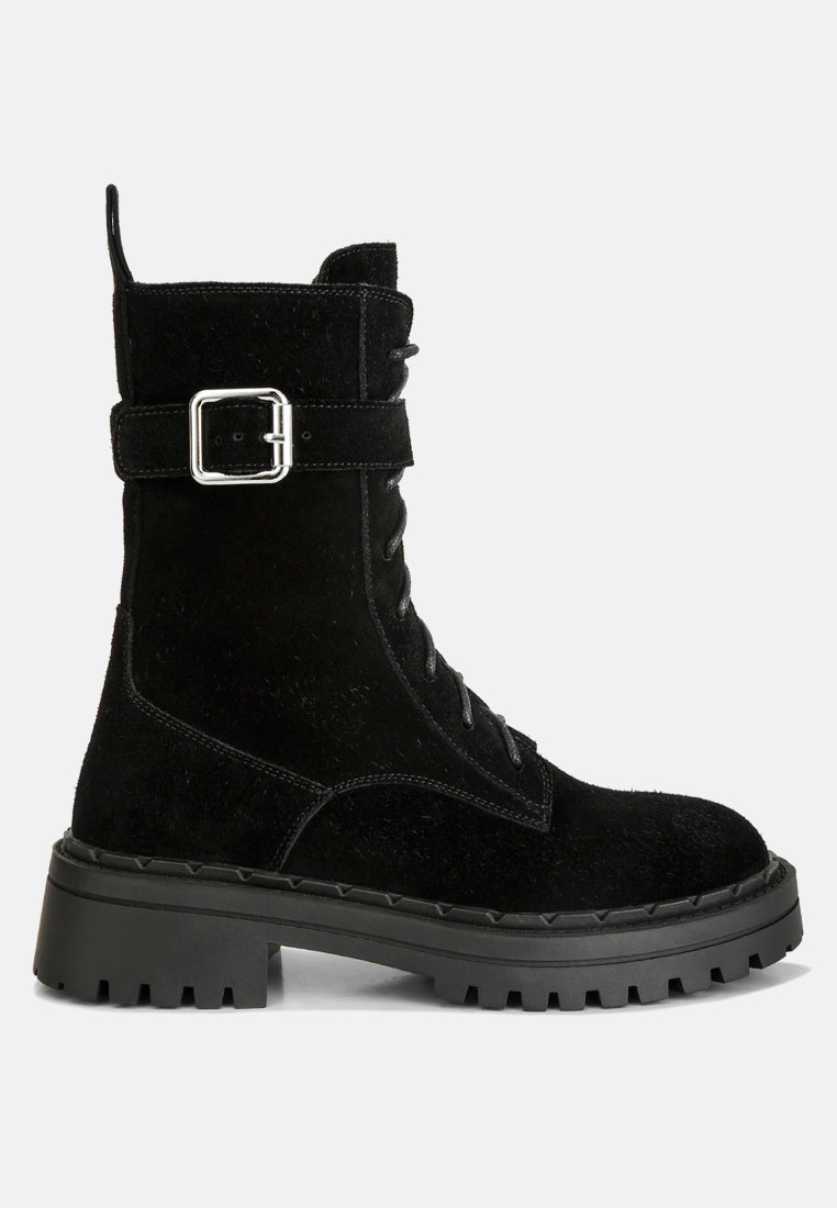 Kasper Suede Chunky Lug Boots - Glamourous Grace